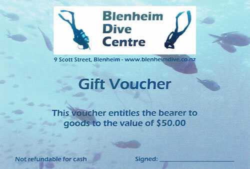 Sample Gift Voucher From Blenheim Dive Centre NZ